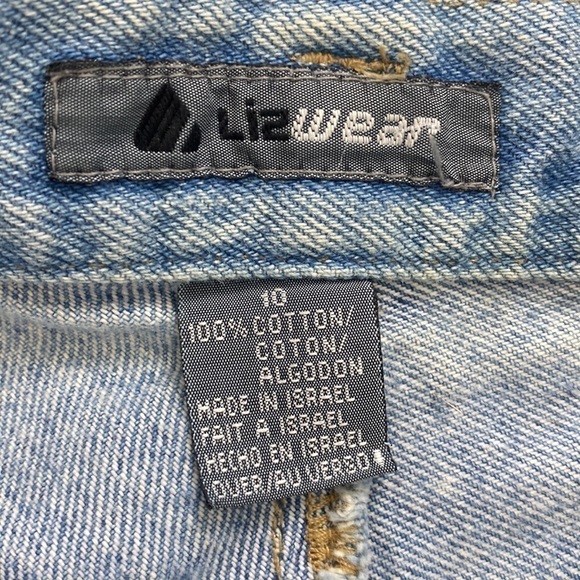 VINTAGE 80s 90s LIZWEAR Ultra High Waisted Denim Cuffed Jean Shorts Size 10 - Picture 9 of 9